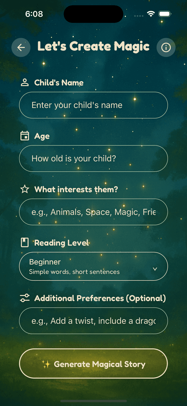 Generate Story Screen